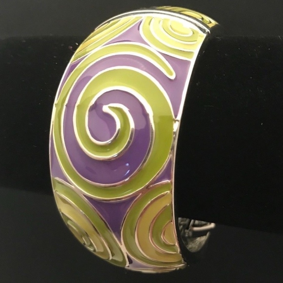 Spring Street Jewelry - Designer Statement Bracelet Green Purple Enamel